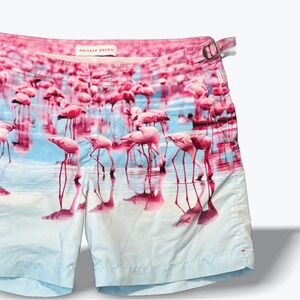 Limited Orlebar Brown Bulldog Flamingo Photographic Swim Shorts 32 Mid Length
